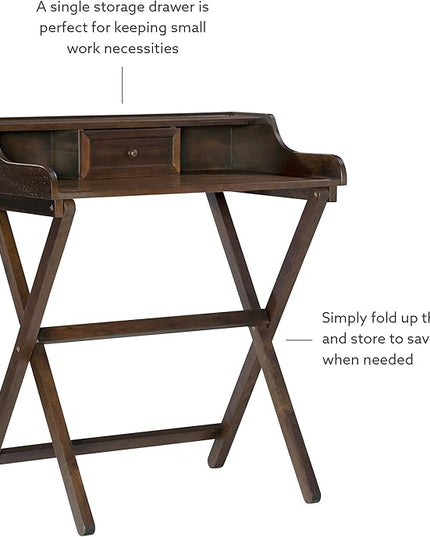 Linon Mable Folding Desk, Walnut - LeafyLoom