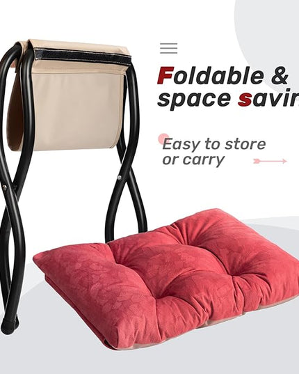 AcozyHom Fabric Lazy Chair with Foldable Ottoman, Accent Comfy Lounge Arm Chair and Folding Footrest Stool Set, Leisure Sofa Reading Chair and Footstool for Living Room, Bedroom, Dorm, Brick Red - LeafyLoom
