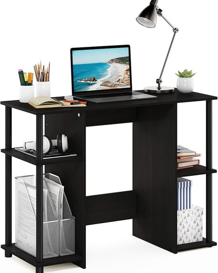 Furinno JAYA Computer Study Desk,Open Storage, Espresso - LeafyLoom