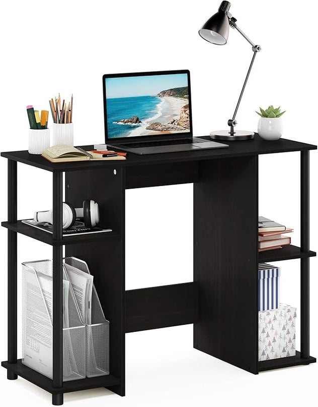 Furinno JAYA Computer Study Desk,Open Storage, Espresso - LeafyLoom