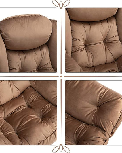 HollyHOME Modern Fabric Large Lazy Chair, Accent Oversized Comfy Reading Chair, Thick Padded Cozy Lounge Chair with Armrest, Steel Frame Leisure Sofa Chair for Living Room, Bedroom, Dorm, Dark Brown - LeafyLoom
