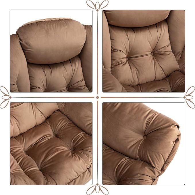 HollyHOME Modern Fabric Large Lazy Chair, Accent Oversized Comfy Reading Chair, Thick Padded Cozy Lounge Chair with Armrest, Steel Frame Leisure Sofa Chair for Living Room, Bedroom, Dorm, Dark Brown - LeafyLoom