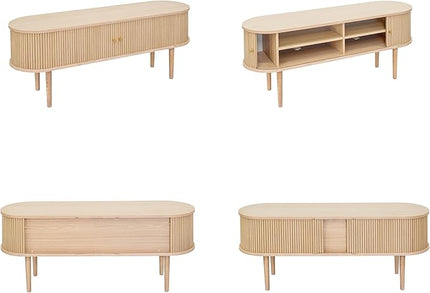 55'' TV Stand with Storage and Shelves designed to fit 32’’ - 60'' TVs. Wood Entertainment Center for Living Room and Bedroom, Media Console and Modern TV Console Table (Oak) - LeafyLoom
