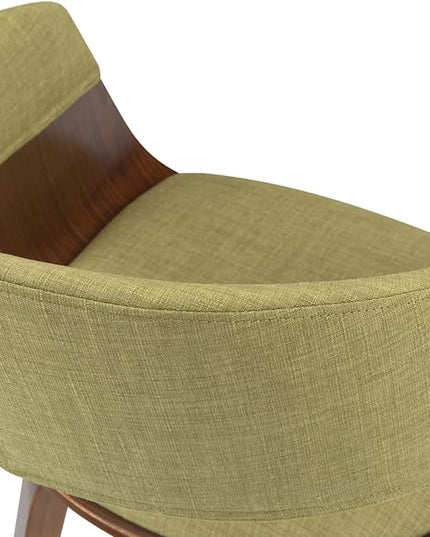 SIMPLIHOME Lowell / Draper Mid Century Modern 7 Pc Dining Set with 6 Upholstered Bentwood Dining Chairs in Blue Linen Look Fabric and 66 Inch Wide Table, For the Dining Room and Kitchen - LeafyLoom