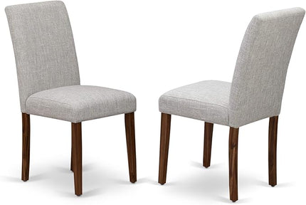 East West Furniture I3AB5-N35 Irving 5 Piece Room Set Includes a Round Dining Table with Pedestal and 4 Doeskin Linen Fabric Upholstered Parson Chairs, 48x48 Inch - LeafyLoom