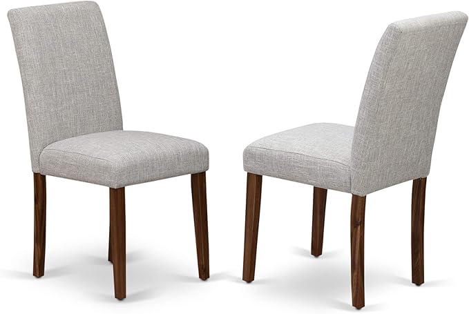 East West Furniture I3AB5-N35 Irving 5 Piece Room Set Includes a Round Dining Table with Pedestal and 4 Doeskin Linen Fabric Upholstered Parson Chairs, 48x48 Inch - LeafyLoom