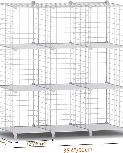 HOMIDEC Wire Cube Storage, Storage Shelves 9 Cube Bookshelf Bookcase Closet Organizer and Storage, Wire Storage Shelves Multi-Use DIY Storage Cube Shelf for Books, Toys, Clothes, Tools - LeafyLoom