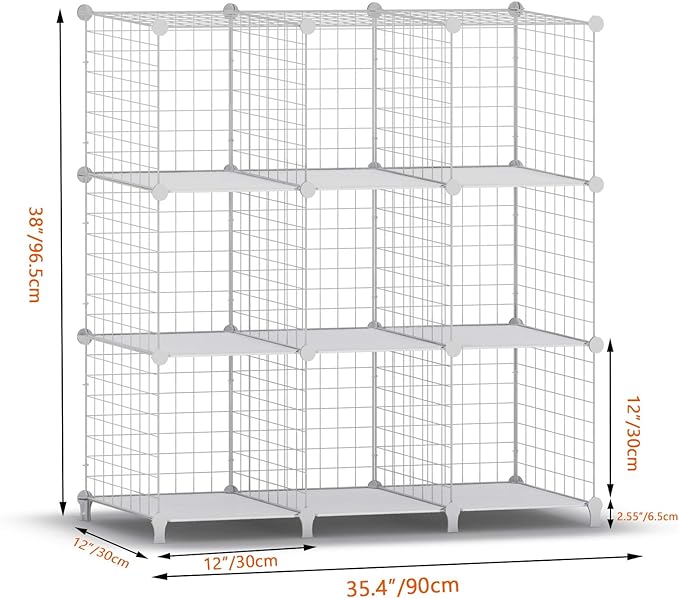 HOMIDEC Wire Cube Storage, Storage Shelves 9 Cube Bookshelf Bookcase Closet Organizer and Storage, Wire Storage Shelves Multi-Use DIY Storage Cube Shelf for Books, Toys, Clothes, Tools - LeafyLoom