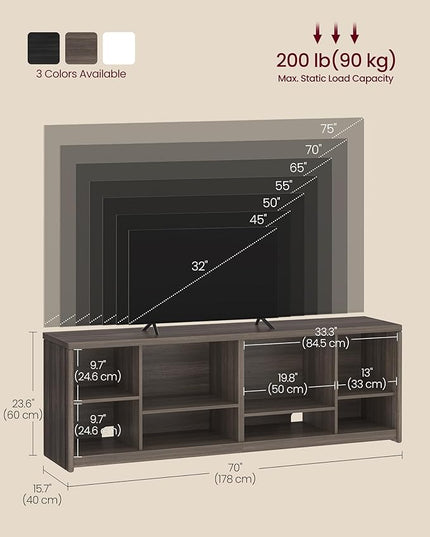 VASAGLE TV Stand for TVs up to 75 Inches, Entertainment Center with Storage Shelves, TV Console Table, Easy to Assemble, TV Cabinet for Living Room, Bedroom, Chestnut Brown ULTV112K01 - LeafyLoom