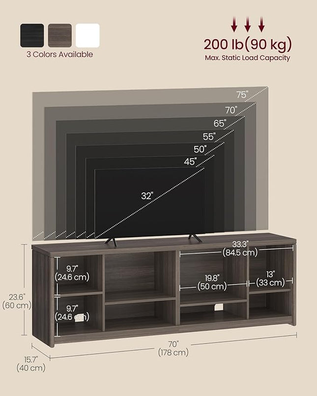 VASAGLE TV Stand for TVs up to 75 Inches, Entertainment Center with Storage Shelves, TV Console Table, Easy to Assemble, TV Cabinet for Living Room, Bedroom, Chestnut Brown ULTV112K01 - LeafyLoom
