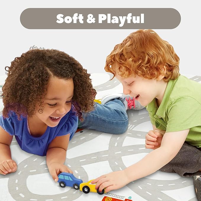 LIVEBOX Grey Car Rug for Playroom, 5'X7' Kids Play Mat for Boys and Girls, Large Road Traffice Rugs for Nursery, Washable Kids Rug Non-Slip Toy Car Mat for Bedroom Toddler Room - LeafyLoom