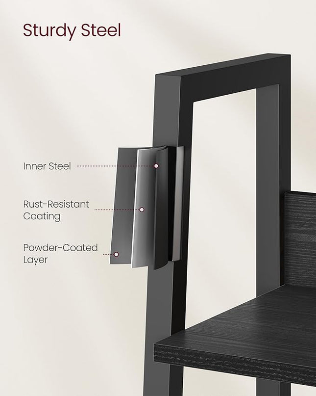 VASAGLE Bookshelf, 5-Tier Bookcase, Ladder Shelf for Home Office, Living Room, Bedroom, Kitchen, Ebony Black and Ink Black ULLS129B56 - LeafyLoom