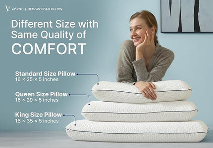 Queen Size Gel Memory Foam Pillow - Ventilated, Orthopedic, Contoured Support, Cooling, with Viscose Made from Bamboo Cover - Essential for College Dorms - LeafyLoom