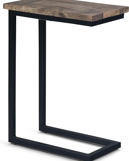 SIMPLIHOME Skyler Solid Mango Wood and Metal 18 inch wide Rectangle End Table C Side Table in Beach Brown, Fully Assembled, for the Living Room and Bedroom - LeafyLoom