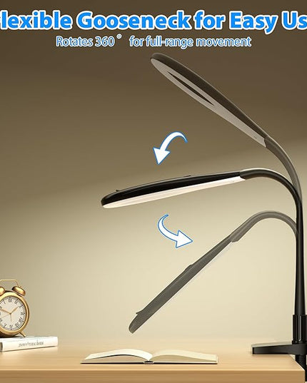 Magnifying Glass with Light, Flexible Gooseneck 3X&5X Glass Lens LED Magnifying Desk Lamp with Clamp, Hand Free Magnifying Lamp with Dust Cover for Reading, Painting, Craft, Repair - LeafyLoom