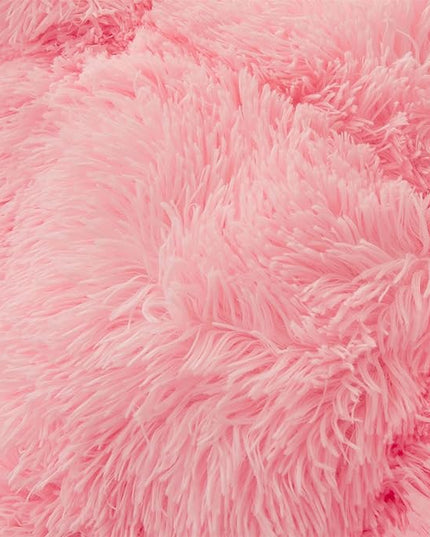 Fluffy Faux Fur Pink Comforter Cover Set Queen - Ultra Soft Plush Pink Bedding Sets 3 Pieces (1 fluffy duvet cover + 2 Faux Fur Pillow case) Cute Pink Bed Set (Light Pink, Queen) - LeafyLoom