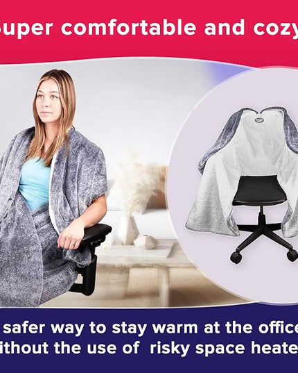 The Original Office Chair Blanket by SnuggleBack; Cozy Comfy Office Desk Chair Wrap Attaches for Convenient Heat and Hands-Free. Stay Warm In The Winter or Summer. Sherpa Fur Lining - LeafyLoom