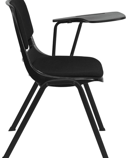 Flash Furniture HERCULES 5 Pack Black Padded Ergonomic Shell Chair with Left Handed Flip-Up Tablet Arm - LeafyLoom