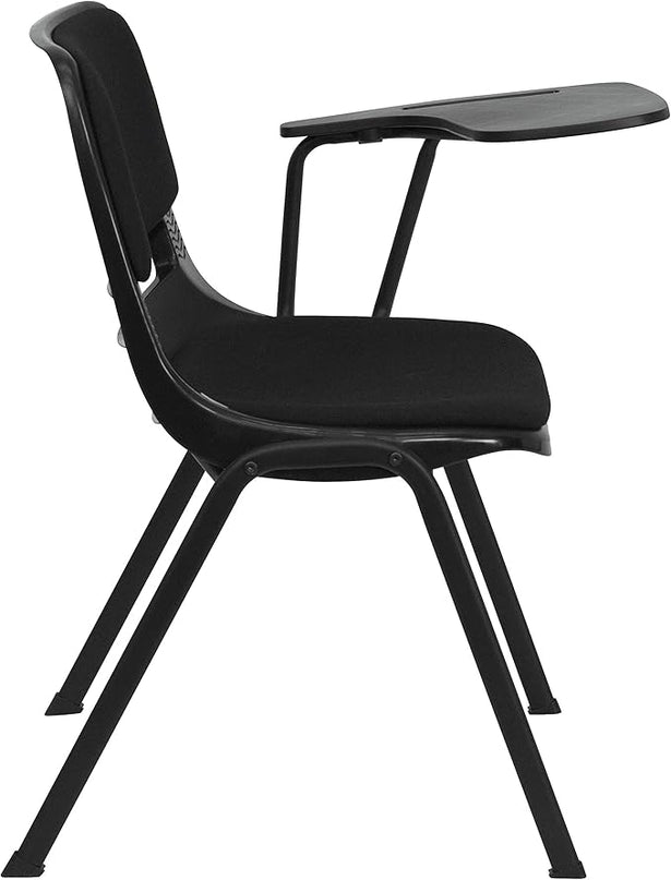 Flash Furniture HERCULES 5 Pack Black Padded Ergonomic Shell Chair with Left Handed Flip-Up Tablet Arm - LeafyLoom