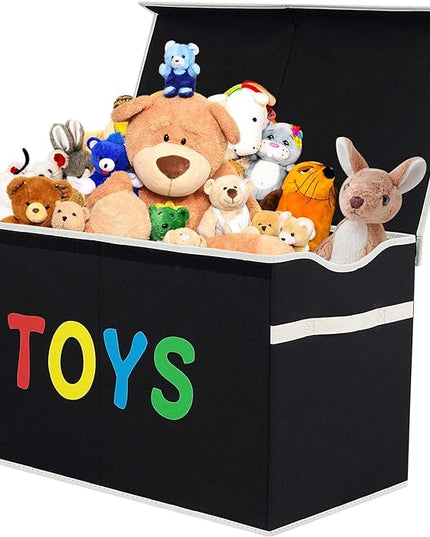 VICTOR'S Toy Storage Organizer - Extra Large Toy Box Chest Storage Boxes Bins Baskets for Kids, Boys, Girls, Nursery Room, Playroom (New Black) - LeafyLoom