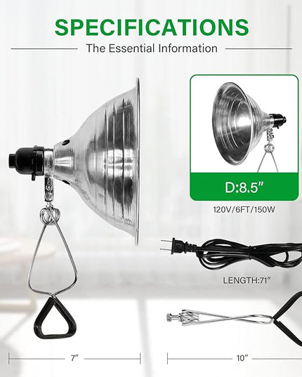 Simple Deluxe Clamp Lamp Light 150 Watt with 8.5 Inch Aluminum Reflector (no Bulb Included), 6 Feet Cord, 6 Pack, Black - LeafyLoom