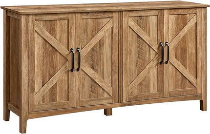 VASAGLE Buffet Storage Cabinet, 15.7" D x 59" W x 31.5" H Credenza Sideboard Table, Kitchen Cupboard with Adjustable Shelves for Living Room, Dining Room, Entryway, Rustic Walnut ULSC381T41 - LeafyLoom