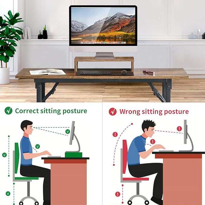 TEMI Foldable Desks for Small Spaces - Quick and Easy Setup Portable Desk. Folding Table for Office, Bedroom, or Outdoor Activities. Small Foldable Desk Functions, as a Computer Table and Study Desk - LeafyLoom