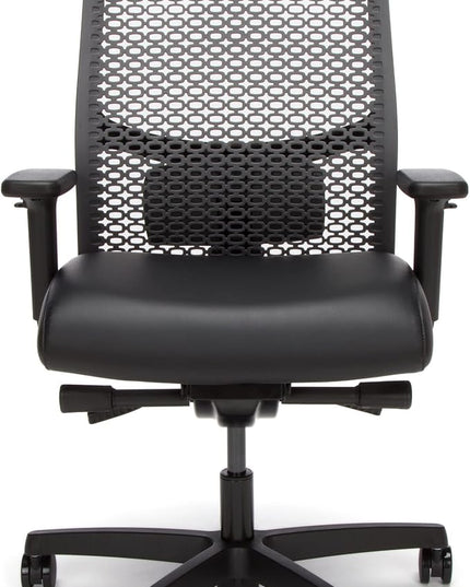 HON Ignition 2.0 ReActiv Office Chair Ergonomic Open Mesh-Style Back for High Airflow & Flex Support - Adjustable Lumbar, Synchro-Tilt Recline, Home Office Computer Desk Chair for Back Pain - Black - LeafyLoom