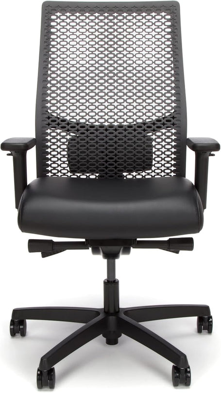 HON Ignition 2.0 ReActiv Office Chair Ergonomic Open Mesh-Style Back for High Airflow & Flex Support - Adjustable Lumbar, Synchro-Tilt Recline, Home Office Computer Desk Chair for Back Pain - Black - LeafyLoom