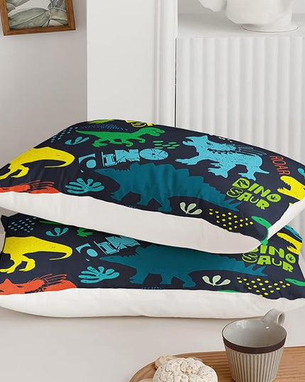 Axolotl Boys Bedding Cartoon Dinosaur Comforter Set Twin Size,Cute Dinosaur Bedding Set for Boys Girls Teens Kids Adults Room Decor,Kids Comforter Set All Season,1 Quilt 2 Pillow Cases,Blue - LeafyLoom