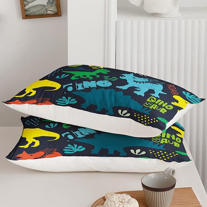 Axolotl Boys Bedding Cartoon Dinosaur Comforter Set Twin Size,Cute Dinosaur Bedding Set for Boys Girls Teens Kids Adults Room Decor,Kids Comforter Set All Season,1 Quilt 2 Pillow Cases,Blue - LeafyLoom