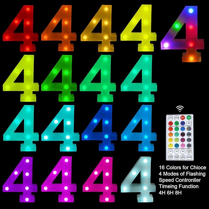 Letter LED Lights, 16 Colors Changing LED Marquee Letter Lights, Dimmable Night Lights for Wedding, Birthday, Holiday, Party, Bar, Christmas Decoration,Dorm Room Decor-Multicolor 4 - LeafyLoom