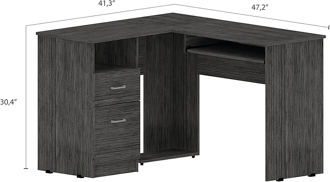 NicBex Kimberly-DW-00052-LWJ Home Office Desks, 47.2"x41.3"x30.4", Gray - LeafyLoom
