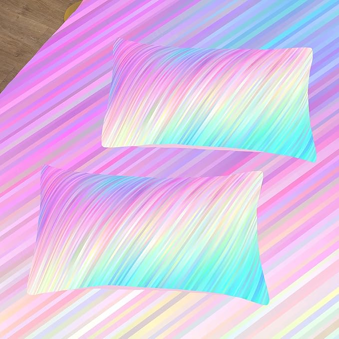 Bodhi pink twin comforter set,comforter set for girls,tie dye bedding set for kids,kids girls bedding sets,twin comforter sets for girls,2PCS rainbow bedding set with pillowcase - LeafyLoom