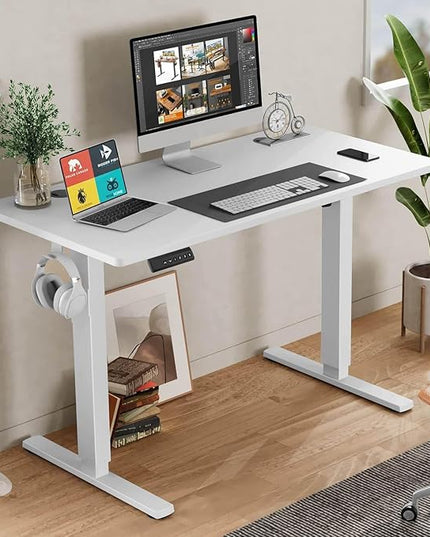 NicBex Home Office Desk 55" x 23" Electric Height Adjustable Standing Desk Computer Desk Office Desk, Sit to Stand Ergonomic Computer Desk Adjustable Desk, White - LeafyLoom
