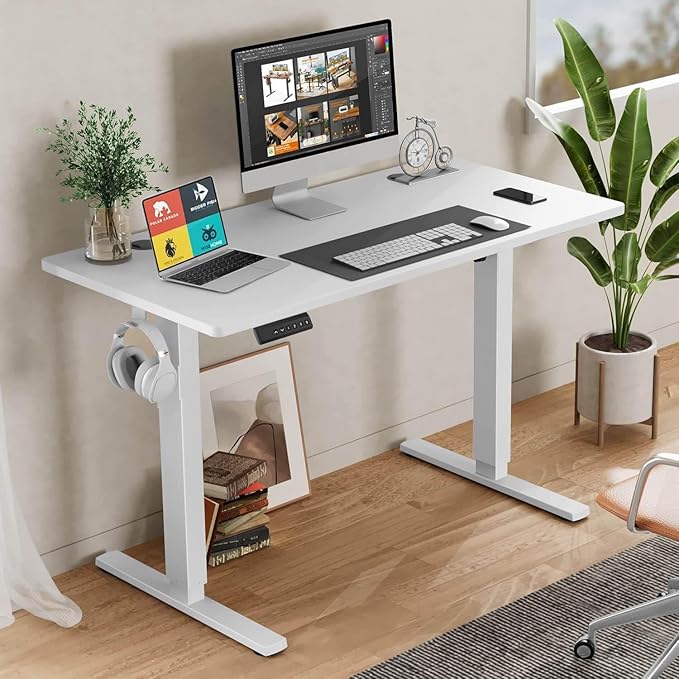 NicBex Home Office Desk 55" x 23" Electric Height Adjustable Standing Desk Computer Desk Office Desk, Sit to Stand Ergonomic Computer Desk Adjustable Desk, White - LeafyLoom