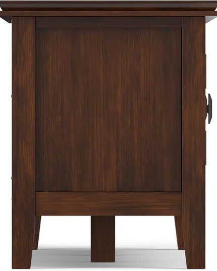 SIMPLIHOME Artisan SOLID WOOD Wide Transitional Media Stand for TVs up to 80 inches for The Living Room and Entertainment Center, 72 inch, Russet Brown - LeafyLoom