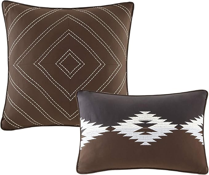 Woolrich Rustic Lodge Cabin Comforter Set - All Season Down Alternative Warm Bedding Layer and Matching Shams, Oversized King, Bitter Creek, Grey/Brown - LeafyLoom