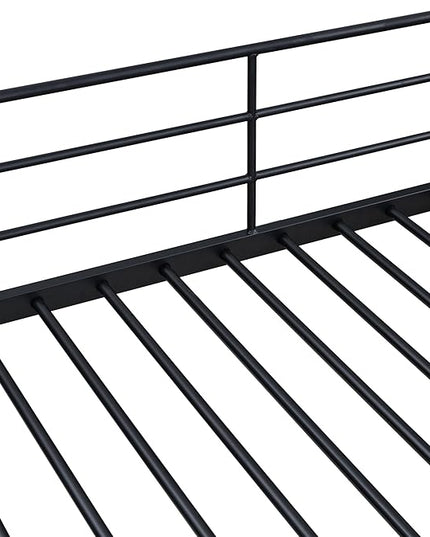 Full Over Full Metal Bunk Bed Frame with Lateral Storage Ladder & Wardrobe,Heavy-Duty Steel Frame Bunk Bed with Safety Guard Rails, for Kids Teens Adults, No Box Spring Needed - LeafyLoom