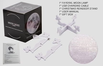 Personalized Bonus Step Father Gifts for SeniorsCool 3D Moon Lamp,Thank You Gifts Moon Decor for Best Dad from Daughter and Son,Moon Lights for Bedroom Birthday Gifts for Dad - LeafyLoom