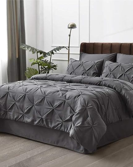 Bedsure Full Size Comforter Sets - Bedding Sets Full 7 Pieces, Bed in a Bag Dark Grey Bed Sets with Comforter, Sheets, Pillowcases & Shams, Adult & Kids Bedding - LeafyLoom
