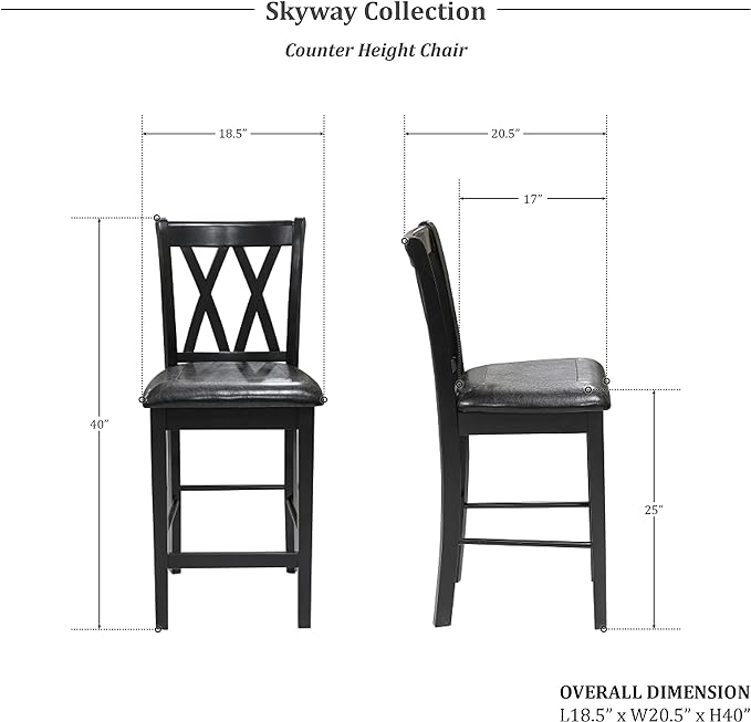 Lexicon Skyway 5-Piece Counter Height Dining Set, Black - LeafyLoom