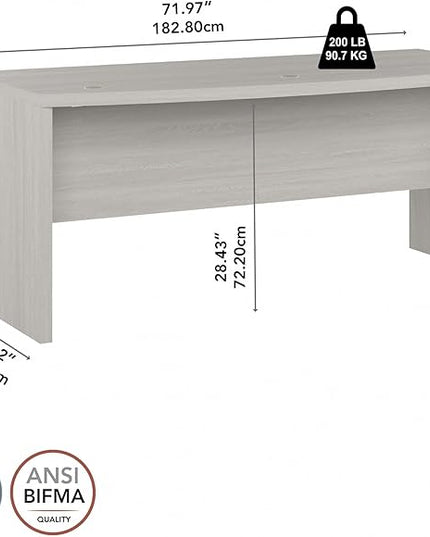 Bush Business Furniture Echo Bow Front Desk, 72W, Gray Sand - LeafyLoom