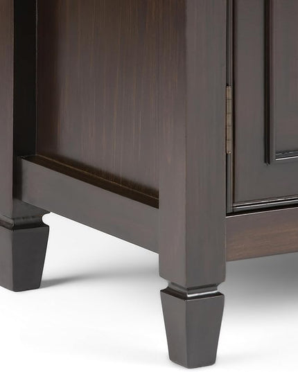 SIMPLIHOME Connaught SOLID WOOD 40 Inch Wide Traditional Entryway Storage Cabinet in Dark Chestnut Brown, For the Living Room, Entryway and Family Room - LeafyLoom