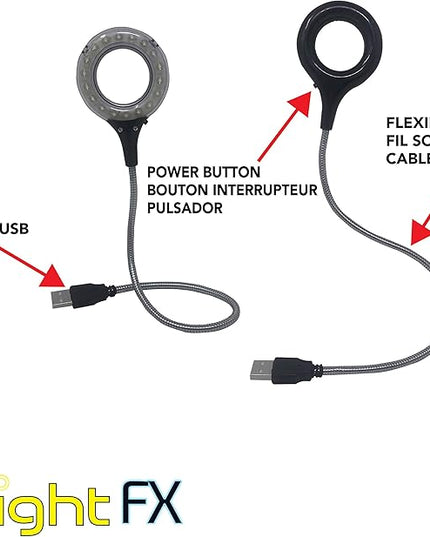 The Beadsmith Bright FX USB LED Light, 18 LED Lights for Max Brightness, Flexible Metal Wire for multiple positions, easy On/Off Switch, plugs into any USB port - LeafyLoom