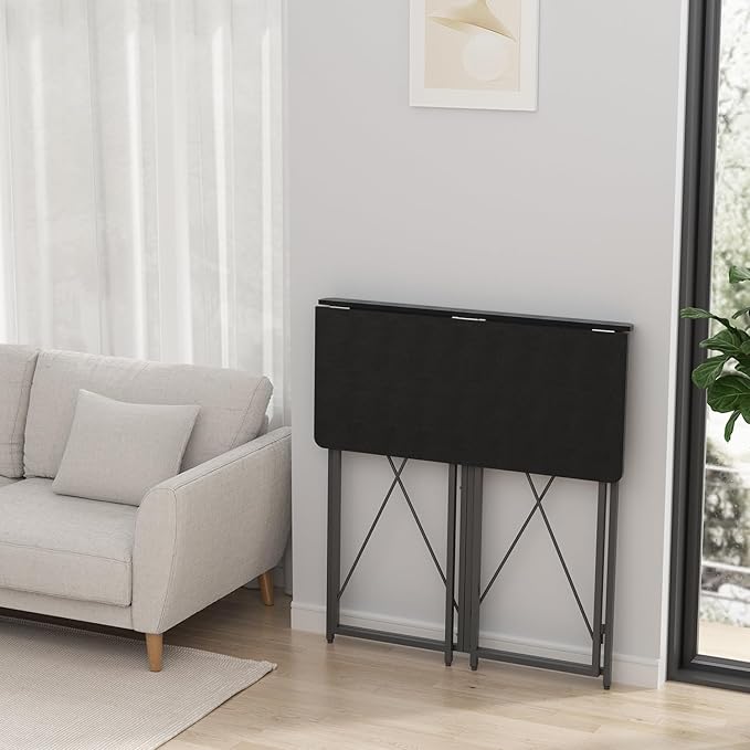 39.37" Folding Standing Desk, Small Laptop Stand Up Desk for Sitting or Standing, No Assembly Needed Folding Desk, Portable Standing Desk, Tall Foldable Desk for Home, Office, Small Spaces (Black) - LeafyLoom