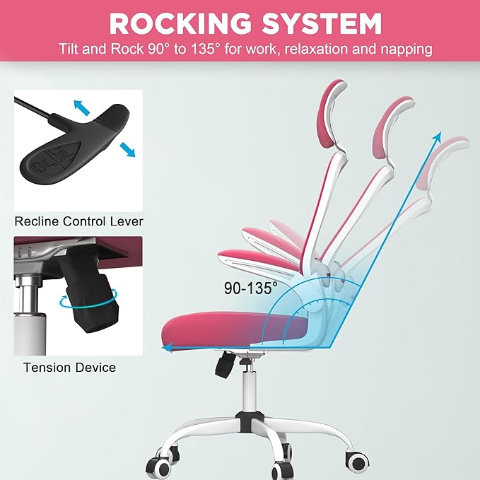Mimoglad Office Chair, High Back Ergonomic Desk Chair with Adjustable Lumbar Support and Headrest, Swivel Task Chair with flip-up Armrests for Guitar Playing, 5 Years Warranty - LeafyLoom