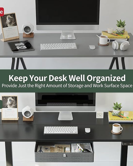 FEZIBO 55x 24 Inches Standing Desk with Drawer, Adjustable Height Electric Stand up Desk with Storage, Sit Stand Home Office Desk, Ergonomic Computer Desk, Black - LeafyLoom