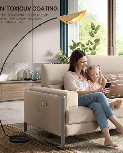 AIDENOEY Arc Floor Lamps for Living Room,Modern Standing Lamp with Leaf Type Lampshade，Over Couch Reading Lamps for Bedroom，Corner Lamp with Foot Switch，Tall Lamp for Home,Office(Bulb Included) - LeafyLoom