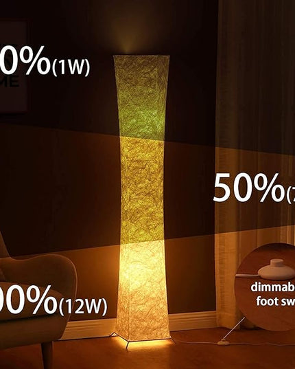 LEONC 52" Inch LED Floor Lamp with Fabric Shade & 2 Bulbs for Bedroom Living Room Warm Atmosphere (Slim Size: 7.8 x 7.8 x 52-Inch) - LeafyLoom